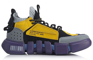 LiNing Vintage Basketball Shoes Women's Mid-Top Black Gray Yellow 1 2920143