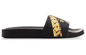 VERSACE La Greca Chain Slides Black 1 2920597