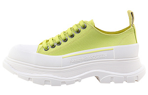 Alexander McQueen Tread Slick Low Lace Up Canvas Lime Green White Women's