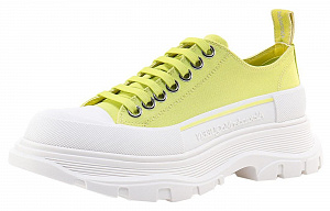 Alexander McQueen Tread Slick Low Lace Up Canvas Lime Green White Women's 1 2920712