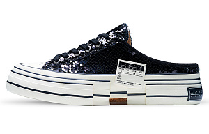 VESSEL G.O.P Slip On 'Racer Pointy' Canvas Shoes Unisex Black Silver