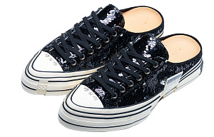 VESSEL G.O.P Slip On 'Racer Pointy' Canvas Shoes Unisex Black Silver 1 2920737