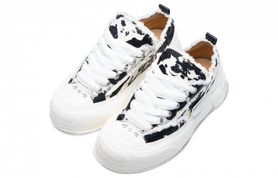 VESSEL G.O.P. 2.0 Marshmallow Lows Cow Print Low-Top Canvas Shoes Unisex Black White