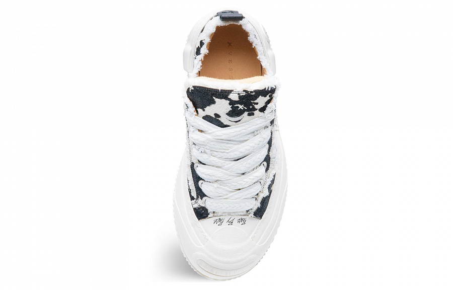VESSEL G.O.P. 2.0 Marshmallow Lows Cow Print Low-Top Canvas Shoes Unisex Black White