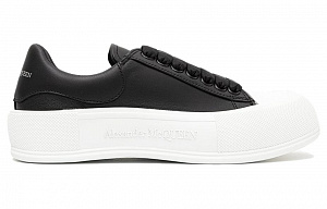 Alexander McQueen Deck Skate Plimsoll Shoes 'Core Black White' Women's 1 2920893
