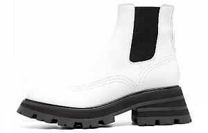 Alexander McQueen Wander Chelsea Boots White Black Women's