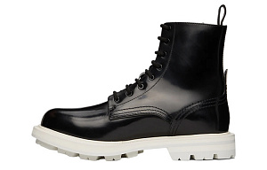 Alexander McQueen Shiny Liquid Spazzol Ankle Boots Men's Black Gray White