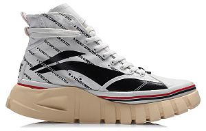 LiNing Boot Slip Resistant, Abrasion Resistant, Breathable High Top Casual Shoes Women's White Black 1 2923308