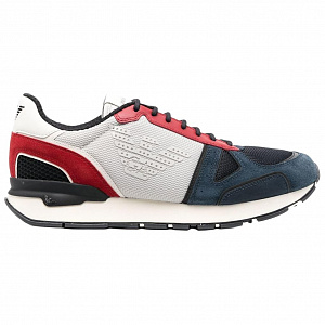 EMPORIO ARMANI Abrasion Resistant Low Top Casual Shoes Men's White Blue Red 1 2924333