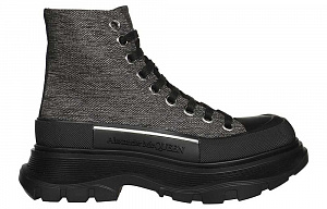 Alexander McQueen Tread Slick Lace Up Boot Black Silver Women's 1 2924384