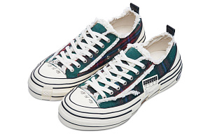 VESSEL Forrest Green Plaid Durable Breathable Low-Top Canvas Shoes Unisex Green 1 2925081