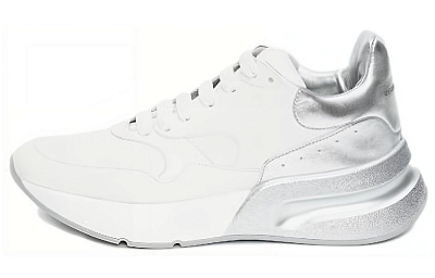 Alexander McQueen Oversized Cushioning Low-Top Casual Shoes Men's White Silver