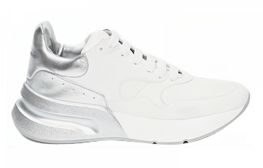 Alexander McQueen Oversized Cushioning Low-Top Casual Shoes Men's White Silver