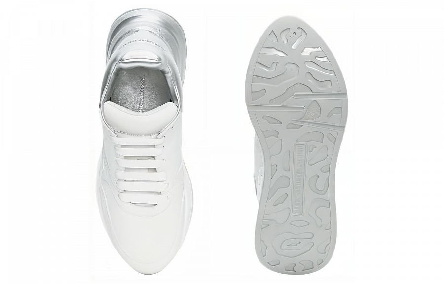 Alexander McQueen Oversized Cushioning Low-Top Casual Shoes Men's White Silver