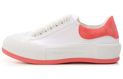 Alexander McQueen Deck Skate Plimsoll Lace Up 'White Coral' Women's