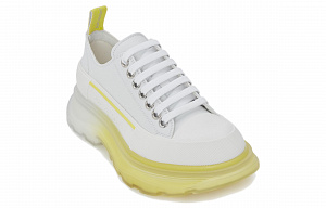 Alexander McQueen Tread Slick Low Lace Up Leather White Lichen Yellow Gradient Women's 1 2926184