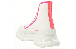 Alexander McQueen Tread Slick Lace Up Boots 'White Pink' Women's 1 2926341