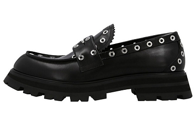 Alexander McQueen Eyelet Embellished Slip On Loafers