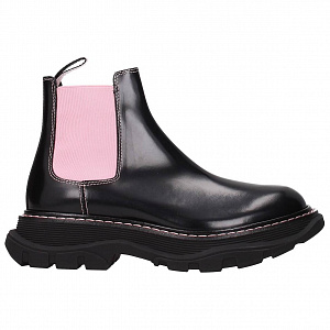 Alexander McQueen Ankle Leather Boots 'Black Pink' Women's 1 2927365