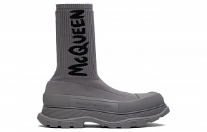 Alexander McQueen Graffiti Knit Tread Slick Boot Grey 1 2927403
