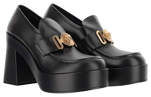 VERSACE Medusa Biggie 75mm Platform Loafers Black Leather 1 2927566