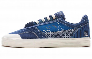LiNing 50/50 Cotton Blend Vintage Fabric Durable Breathable Low-Top Skateboard Shoes Women's Blue White 1 2927841