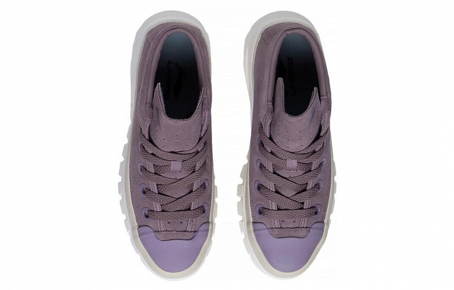 LiNing Leather Boot Anti Slip Wear Resistant Mid Top Casual Shoes Women's Eggplant Skin Purple купить в интернет-магазине Yoocart с быстрой доставкой по России.
