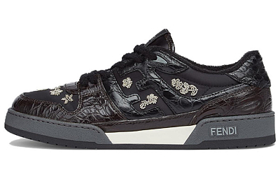FENDI Match Low Top Stylish Skateboarding Shoes Men's Dark Brown
