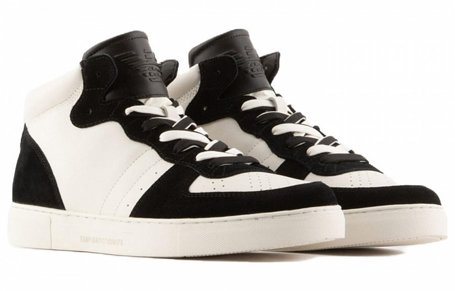 EMPORIO ARMANI Mid Top Stylish Skateboarding Shoes Men's Black White купить в интернет-магазине Yoocart с быстрой доставкой по России.