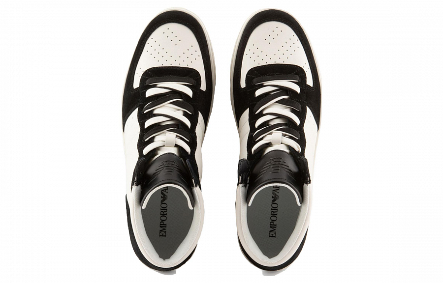 EMPORIO ARMANI Mid Top Stylish Skateboarding Shoes Men's Black White купить в интернет-магазине Yoocart с быстрой доставкой по России.