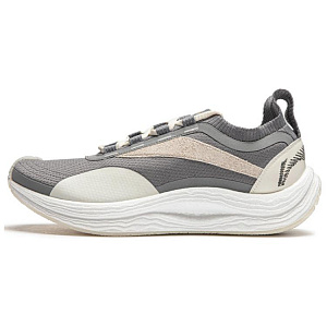 LiNing Slip-Resistant Cushioning Low-Top Running Shoes Unisex Gray Beige