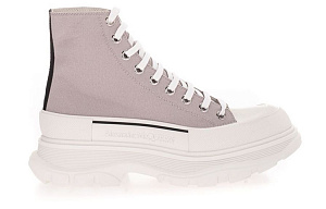 Alexander McQueen Canvas Tread Slick High Top Sneakers 'Grey White' 1 2929063