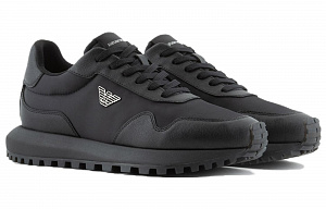 EMPORIO ARMANI Abrasion Resistant Low Top Casual Shoes Men's Black 1 2929416