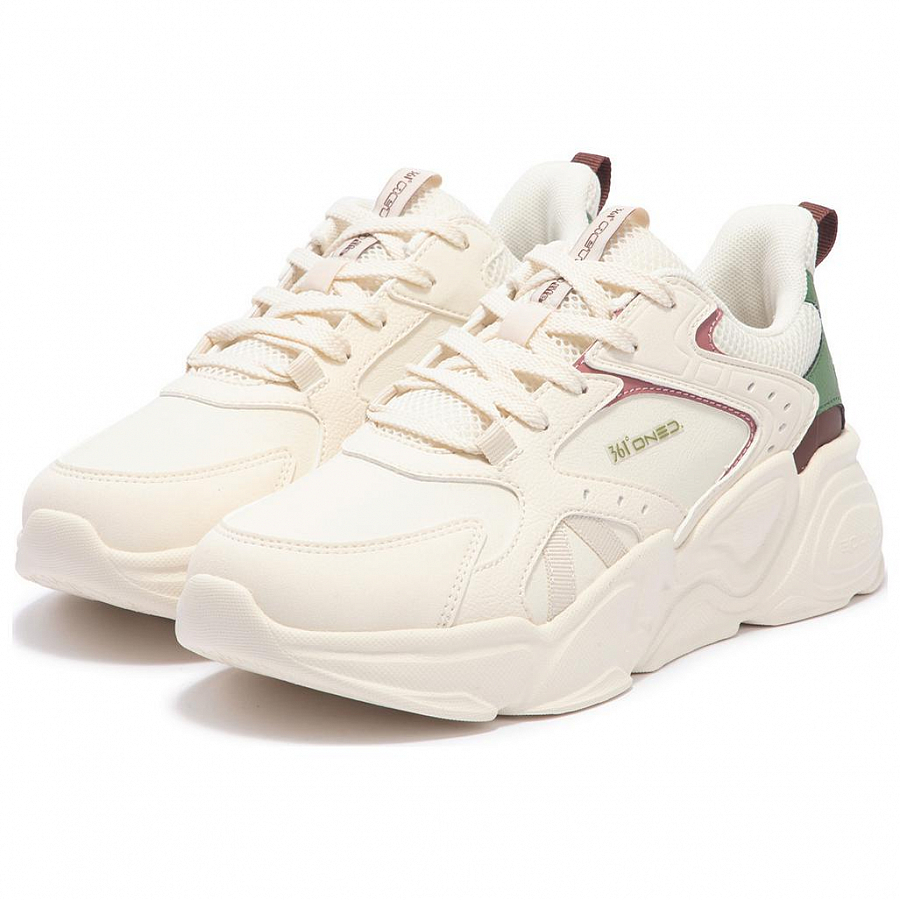 361° Wear-Resistant Low-Top Running Shoes Women's Beige Green Red