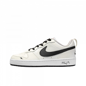 Nike Court Borough Daily White Chocolate, Amber Anti Slip Wear Resistant Low Top Skateboard Shoes GS Black White