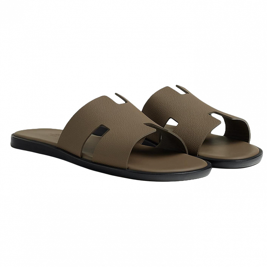 HERMES Izmir Slide Slippers Men's Dark Umber