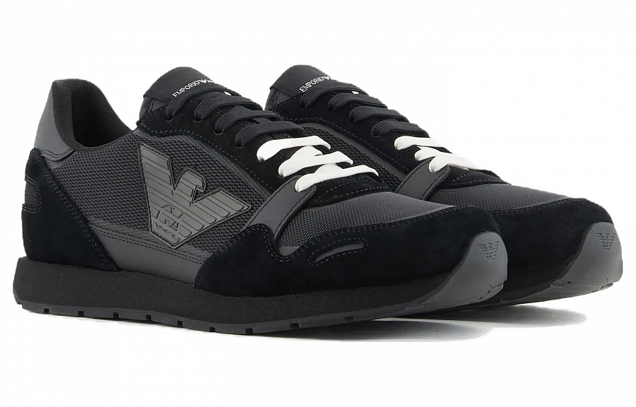 EMPORIO ARMANI Logo-appliqué Suede Sneakers купить в интернет-магазине Yoocart с быстрой доставкой по России.