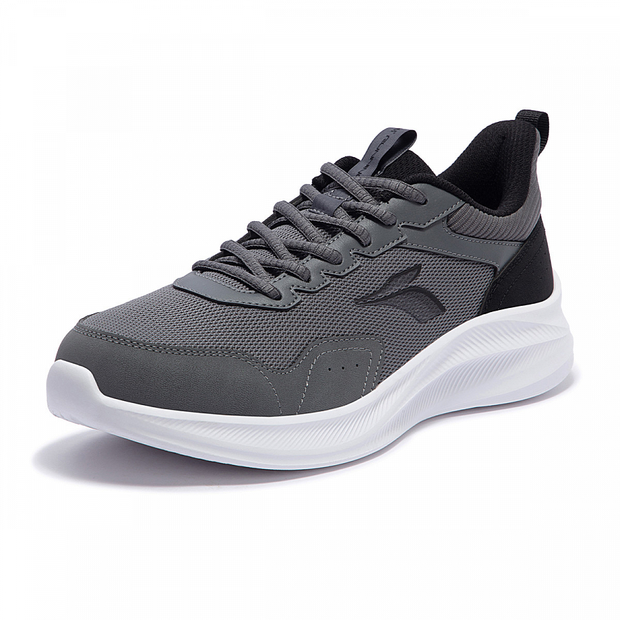 361° Cushioned Wear-Resistant Breathable Lightweight Low-Top Casual Running Shoes Men's Gray Black
