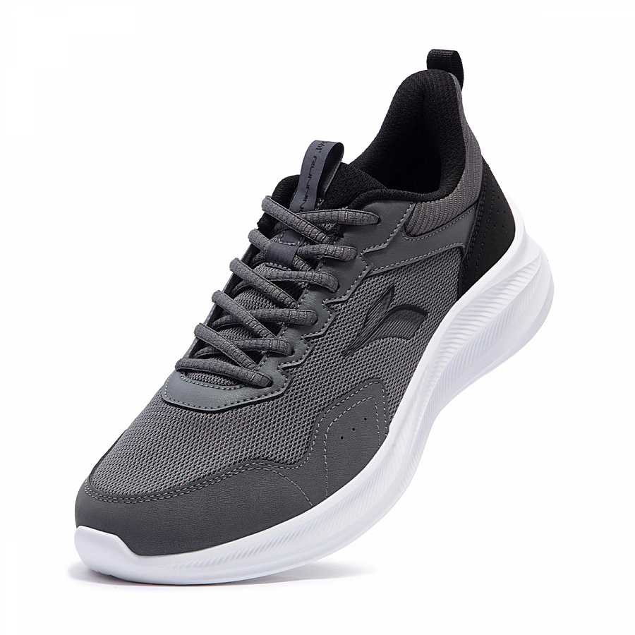 361° Cushioned Wear-Resistant Breathable Lightweight Low-Top Casual Running Shoes Men's Gray Black