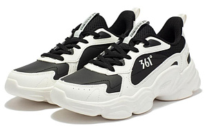 361° Cloud Series Cloud Leather Upper Anti-Slip Wear-Resistant Low-Top Casual Shoes Women's White Black 1 2974106