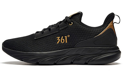 361° Cushioned Abrasion-Resistant Slip-Resistant Low-Top Running Shoes Men's Black Gold Fitness