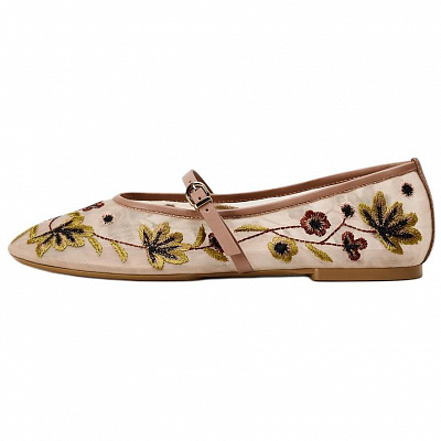 ZARA Flat Mary Jane Shoes 1cm Women's Rose Red