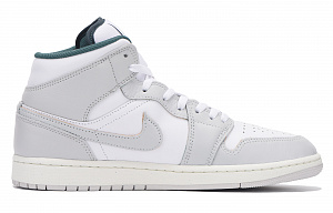 Jordan Air Jordan 1 Slip-Resistant Coverage Mid-Top Vintage Basketball Shoes Unisex Gray White 1 2977856