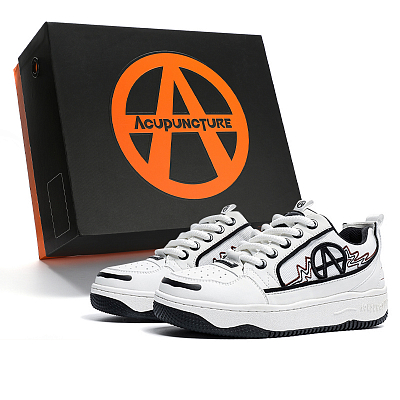 Acupuncture Low-Top Classic Skateboarding Shoes Unisex Ivory White Box