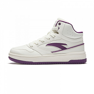 Anta Life Collection Anti-Slip Wear-Resistant Mid-Top Skateboard Shoes Women's White Purple