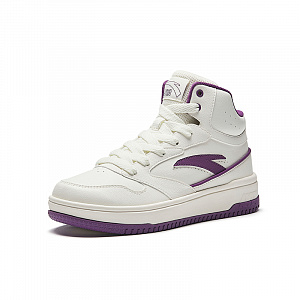 Anta Life Collection Anti-Slip Wear-Resistant Mid-Top Skateboard Shoes Women's White Purple 1 2980413