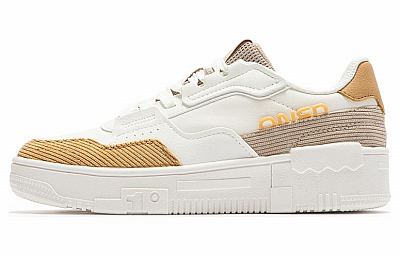 361° Anti-Slip Wear-Resistant Low-Top Skateboard Shoes Women's White Brown