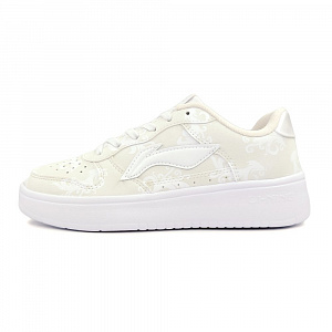 LiNing Pontoon Boats Anti-Slip Wear-Resistant Low-Top Skateboard Shoes Unisex Ecru