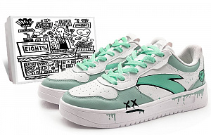 Anta Slip-Resistant Cushioning Low-Top Skateboard Shoes Men White Cyan