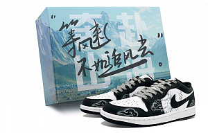 Jordan Air Jordan 1 Low Cushioned Slip-Resistant Low-Top Vintage Basketball Shoes Men's Black White